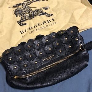 Black Leather Burberry Prorsum bag with flower petals